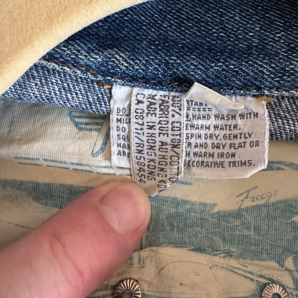 Y2K Freego Shades Of Blue Womens Embellished Oversize Denim Jacket, Size S - Picture 8 of 10